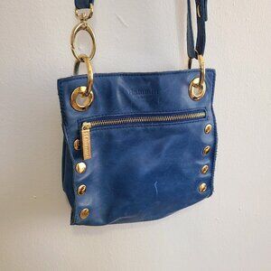 Hammit Los Angeles Small Tony Blue Leather Crossbody Purse Bag